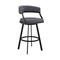 Armen Living Dione 30" Bar Height Swivel Gray Faux Leather and Black Metal Bar Stool 840254335059 - alternate 1